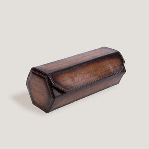 Pudełko na Zegarki - Galata Sześciokątne Pergamin Java Brązowe-1-Organizer-Zegarki-Studio