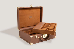 Pudełko na Zegarki - Trunk Safiano Camel-4-Organizer-Zegarki-Studio