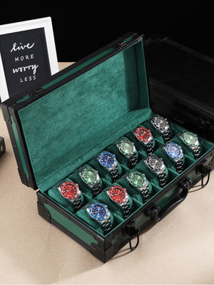 Walizka na zegarki Zielona Imperialna-4-Organizer-Zegarki-Studio