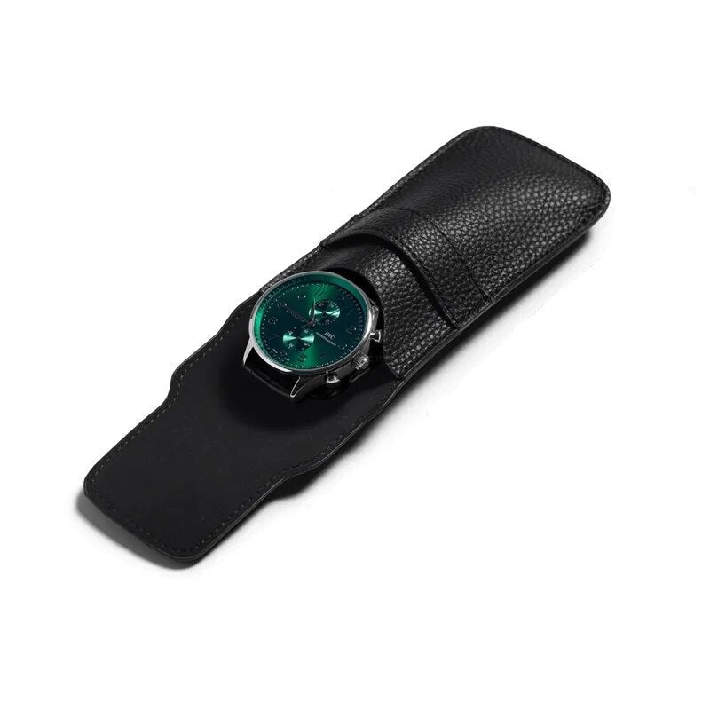 Etui na zegarek z czarnej skóry CRAQ-1-Organizer-Zegarki-Studio