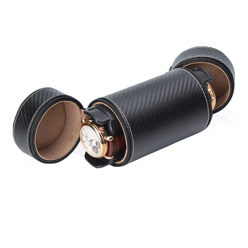 Pudełko na zegarki - Dwójka Walec Carbone-1-Organizer-Zegarki-Studio