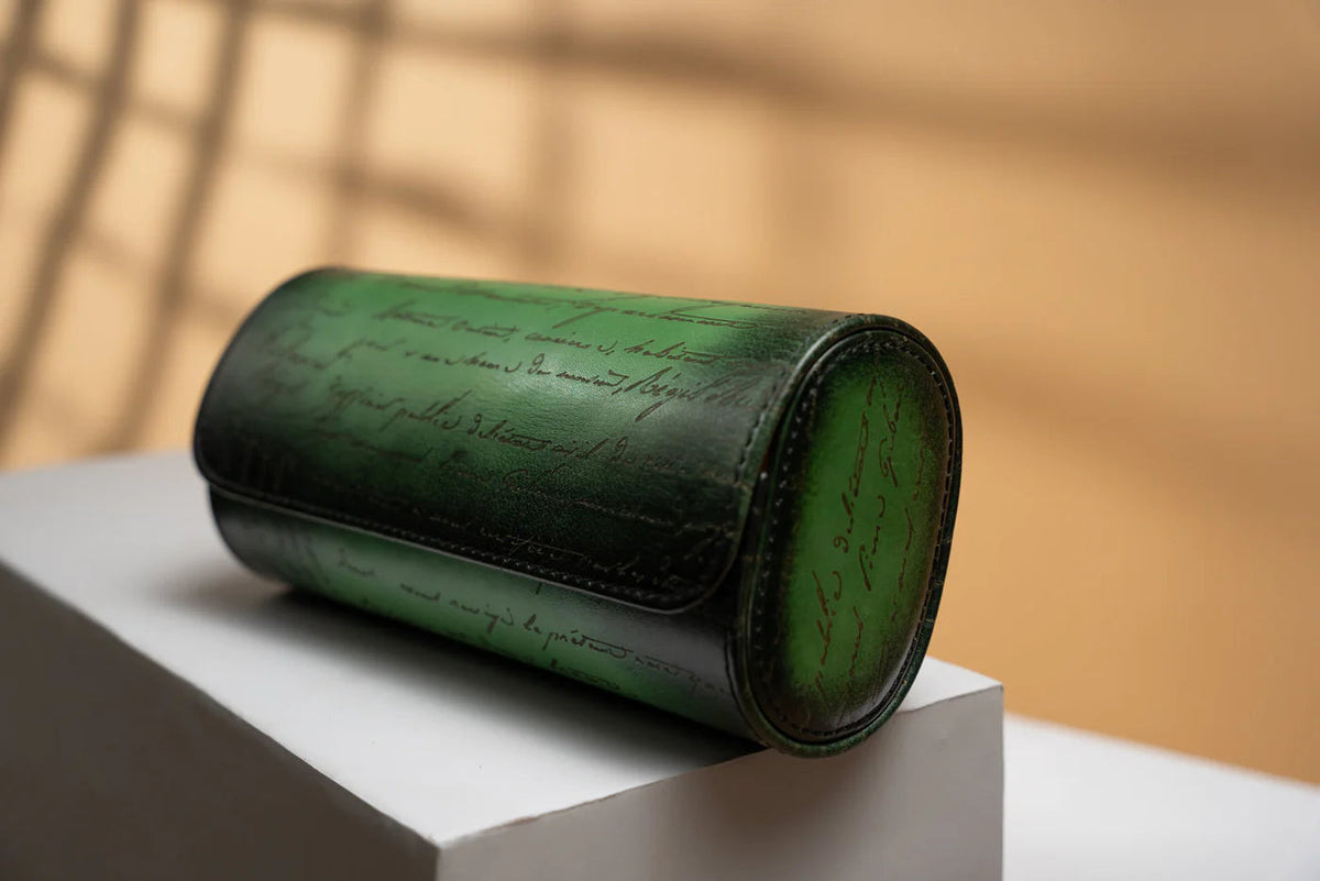 Pudełko na Zegarki - Galata Parchmin Platyna Zielona-2-Organizer-Zegarki-Studio