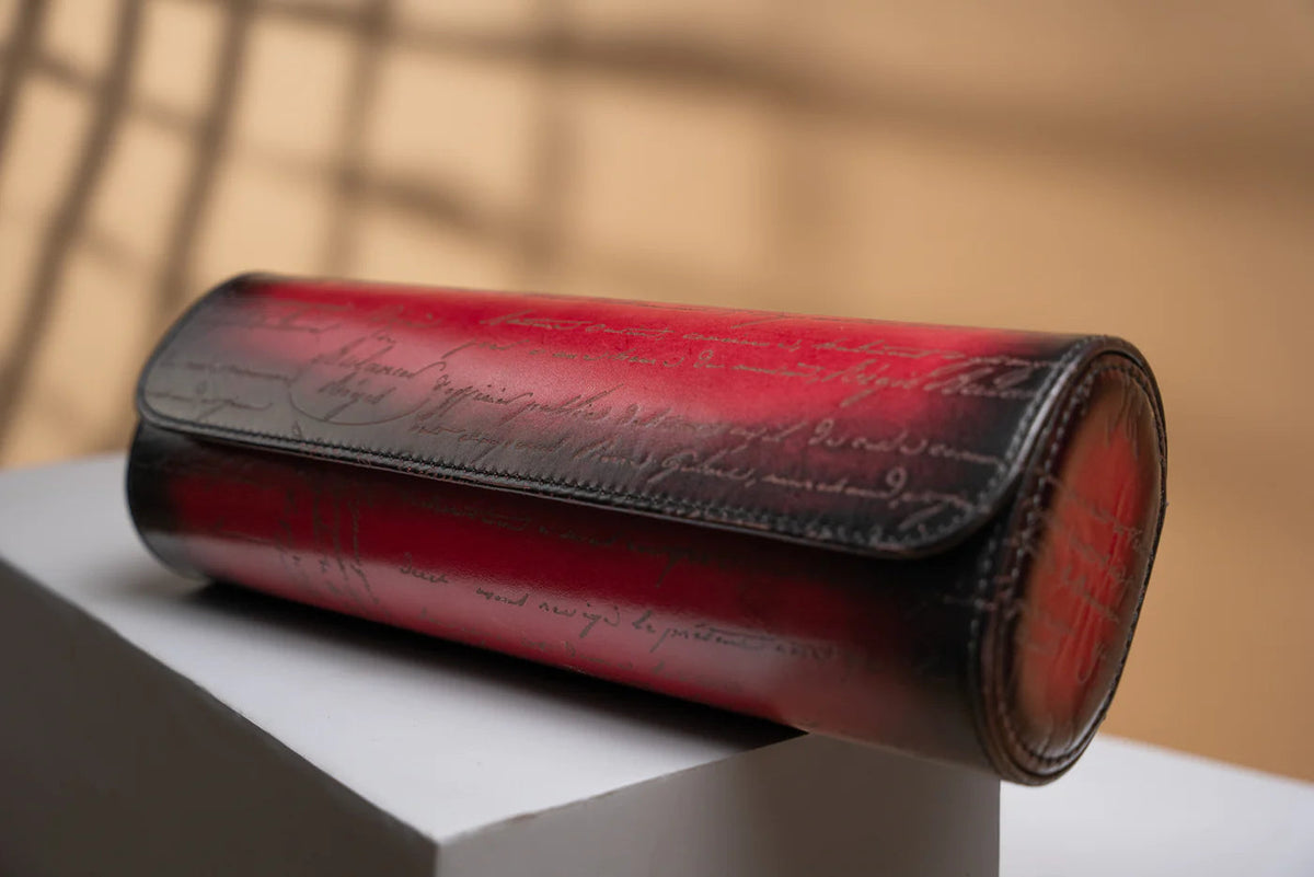 Pudełko na zegarki - Galata Pergamin Platyna Czerwone-2-Organizer-Zegarki-Studio