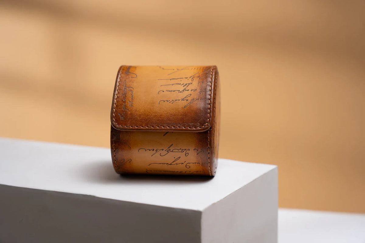 Pudełko na zegarki - Galata Perłowy Platynowy Miodowy Brąz-2-Organizer-Zegarki-Studio