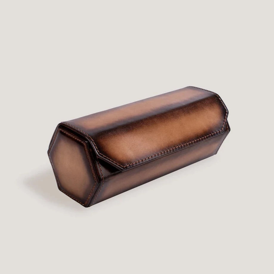 Pudełko na zegarki - Galata Sześciokątne Java Brązowe-1-Organizer-Zegarki-Studio