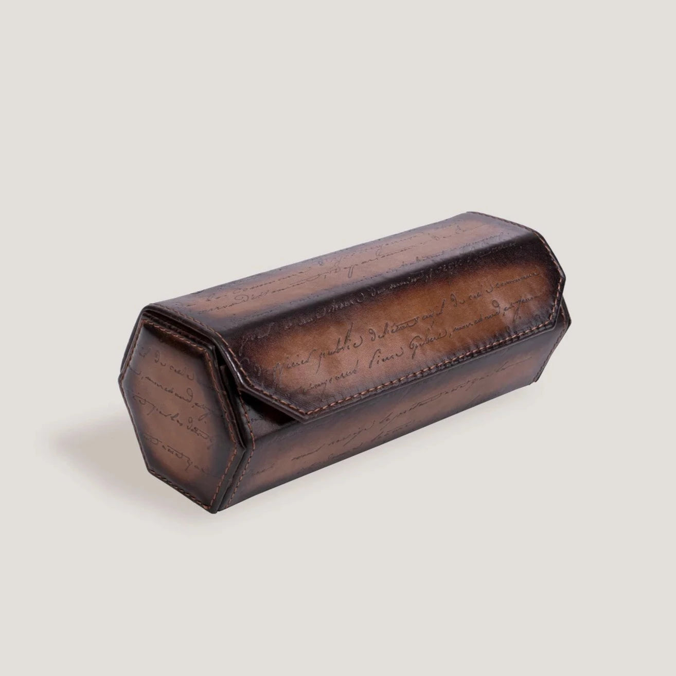 Pudełko na Zegarki - Galata Sześciokątne Pergamin Java Brązowe-1-Organizer-Zegarki-Studio