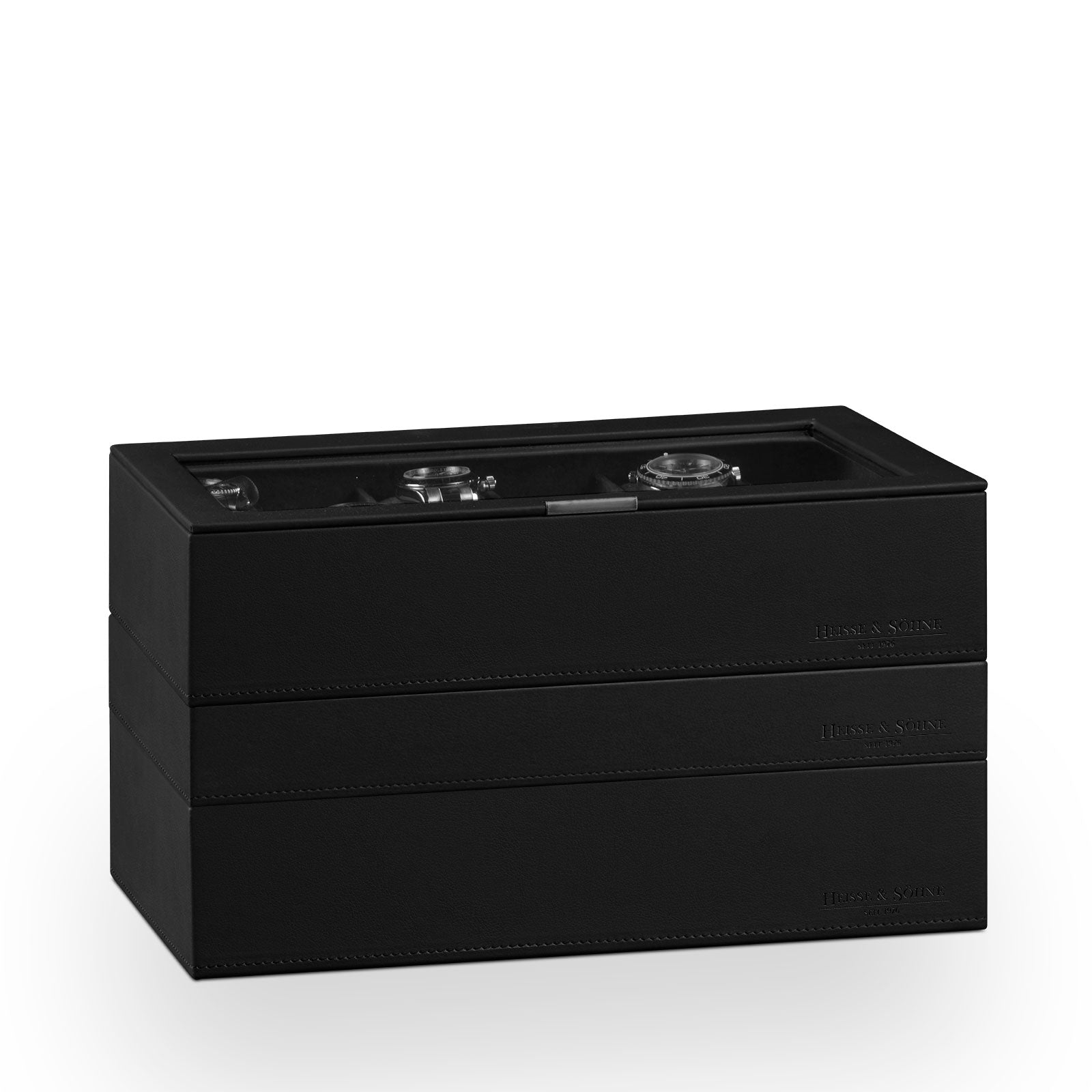 Pudełko na Zegarki - Heisse XXL Black-1-Organizer-Zegarki-Studio