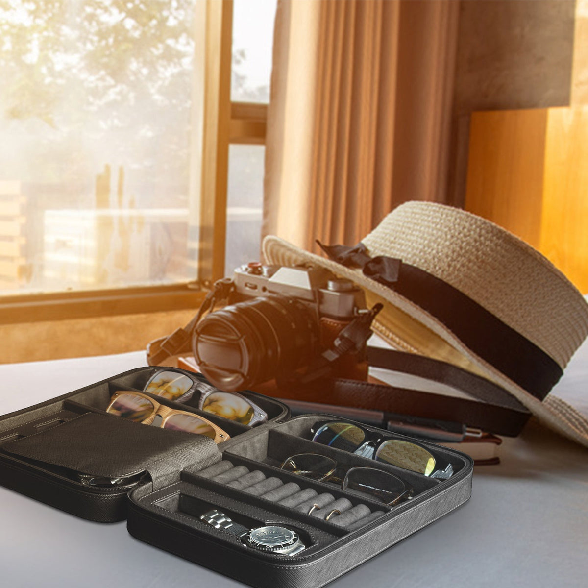 Pudełko na Zegarki - Lifestyle Saffiano Black-4-Organizer-Zegarki-Studio