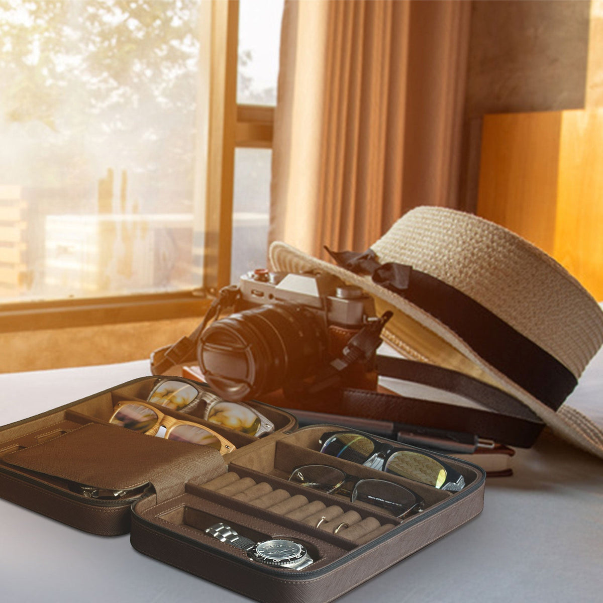 Pudełko na Zegarki - Lifestyle Saffiano Braun-8-Organizer-Zegarki-Studio