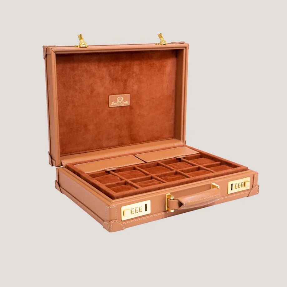 Pudełko na zegarki - Master Safiano Camel-1-Organizer-Zegarki-Studio