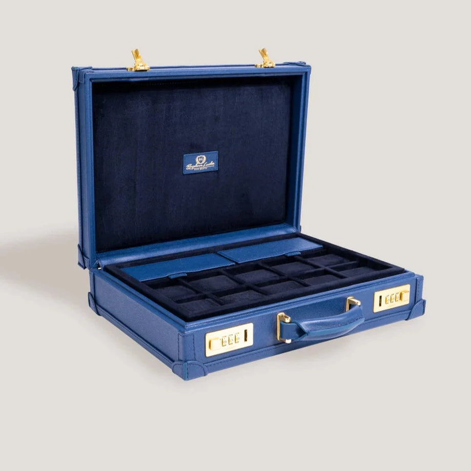 Pudełko na Zegarki - Master Safiano Navy Blue-1-Organizer-Zegarki-Studio
