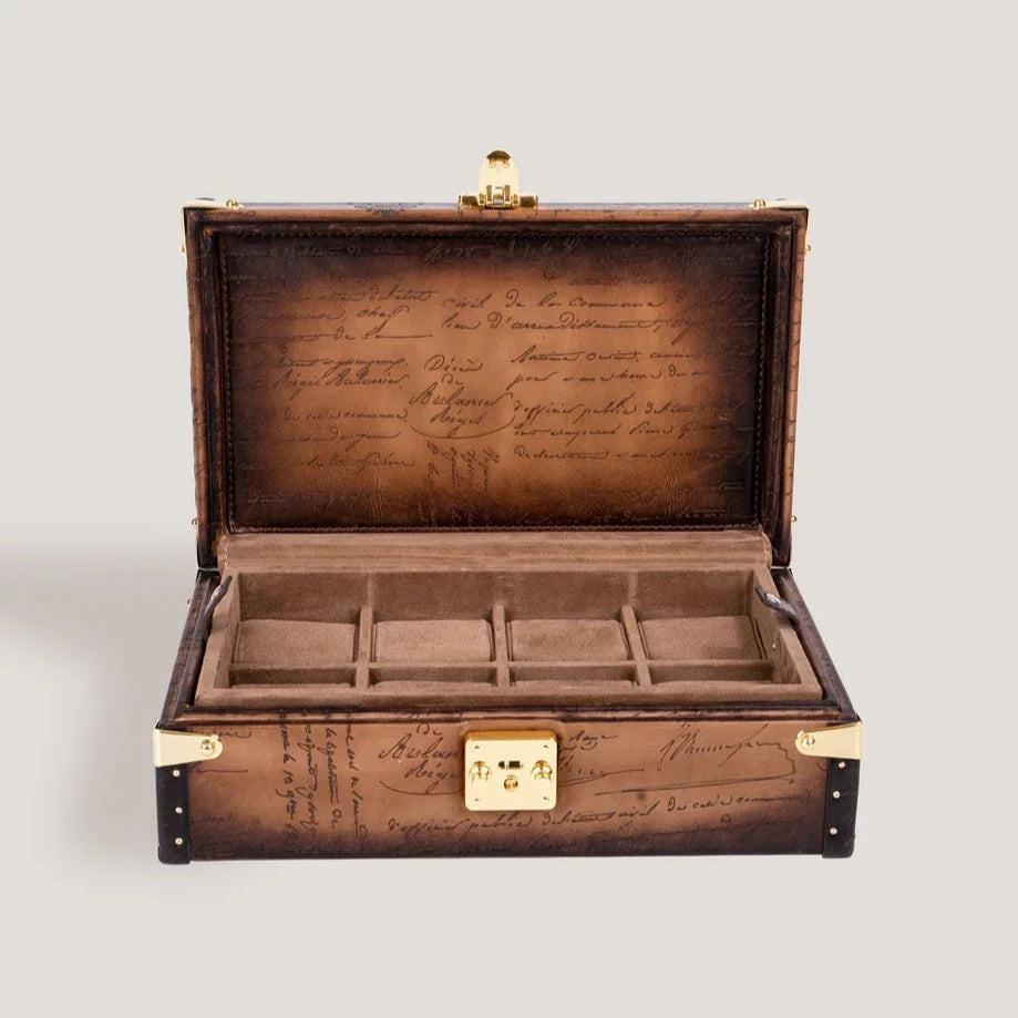 Pudełko na Zegarki - Petra Pergamin Jasnobrązowy-1-Organizer-Zegarki-Studio