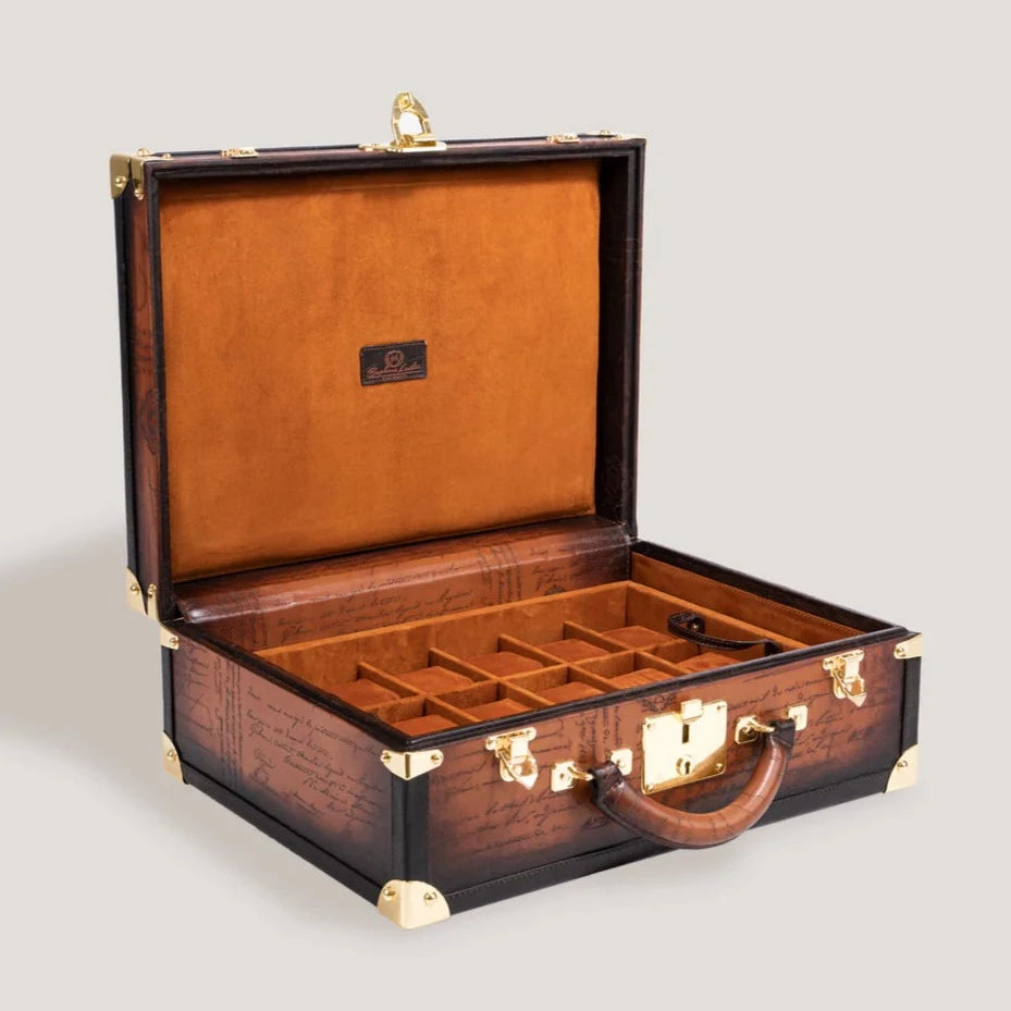 Pudełko na Zegarki - Trunk Parchement Jasnobrązowe-1-Organizer-Zegarki-Studio