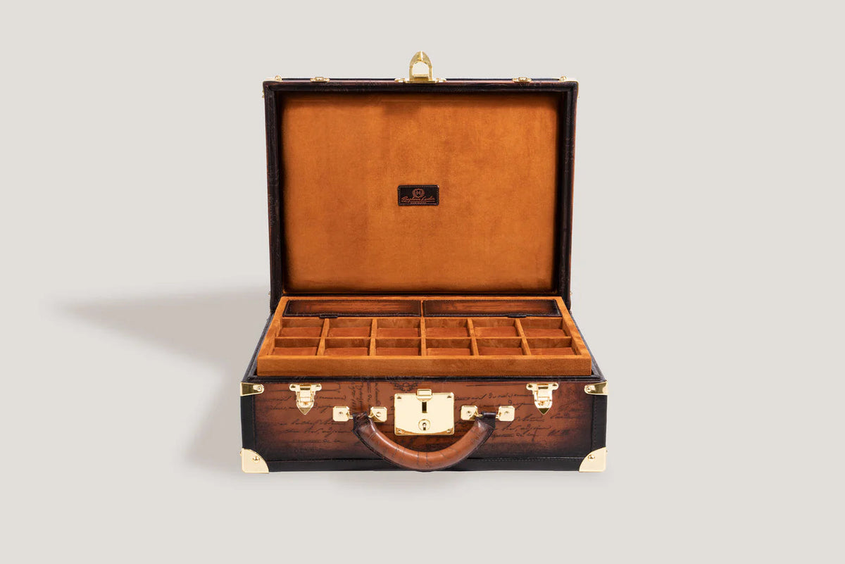 Pudełko na Zegarki - Trunk Parchement Jasnobrązowe-2-Organizer-Zegarki-Studio