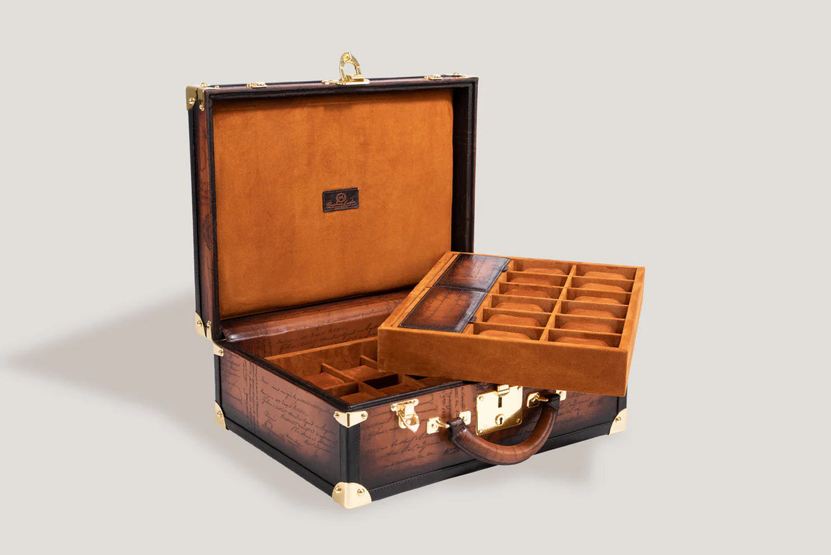 Pudełko na Zegarki - Trunk Parchement Jasnobrązowe-3-Organizer-Zegarki-Studio