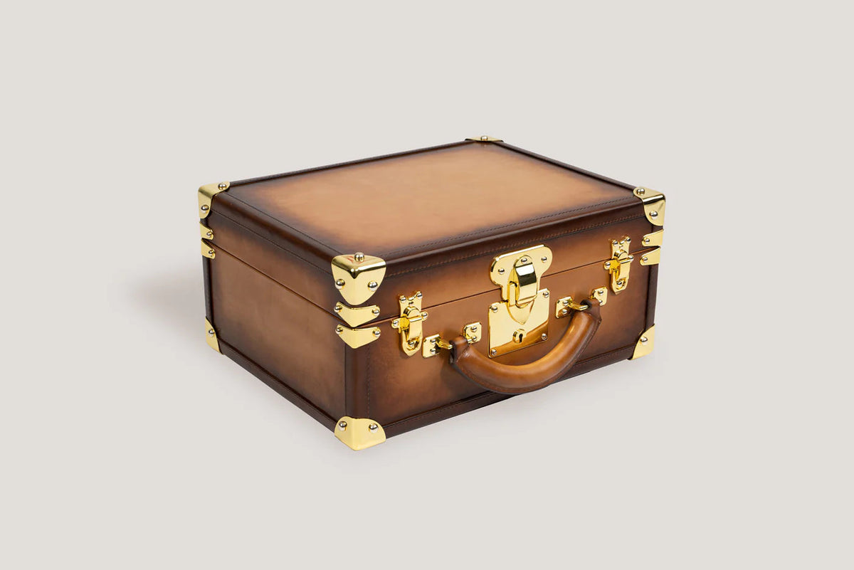 Pudełko na Zegarki - Trunk Patina Miodowy Brąz-5-Organizer-Zegarki-Studio