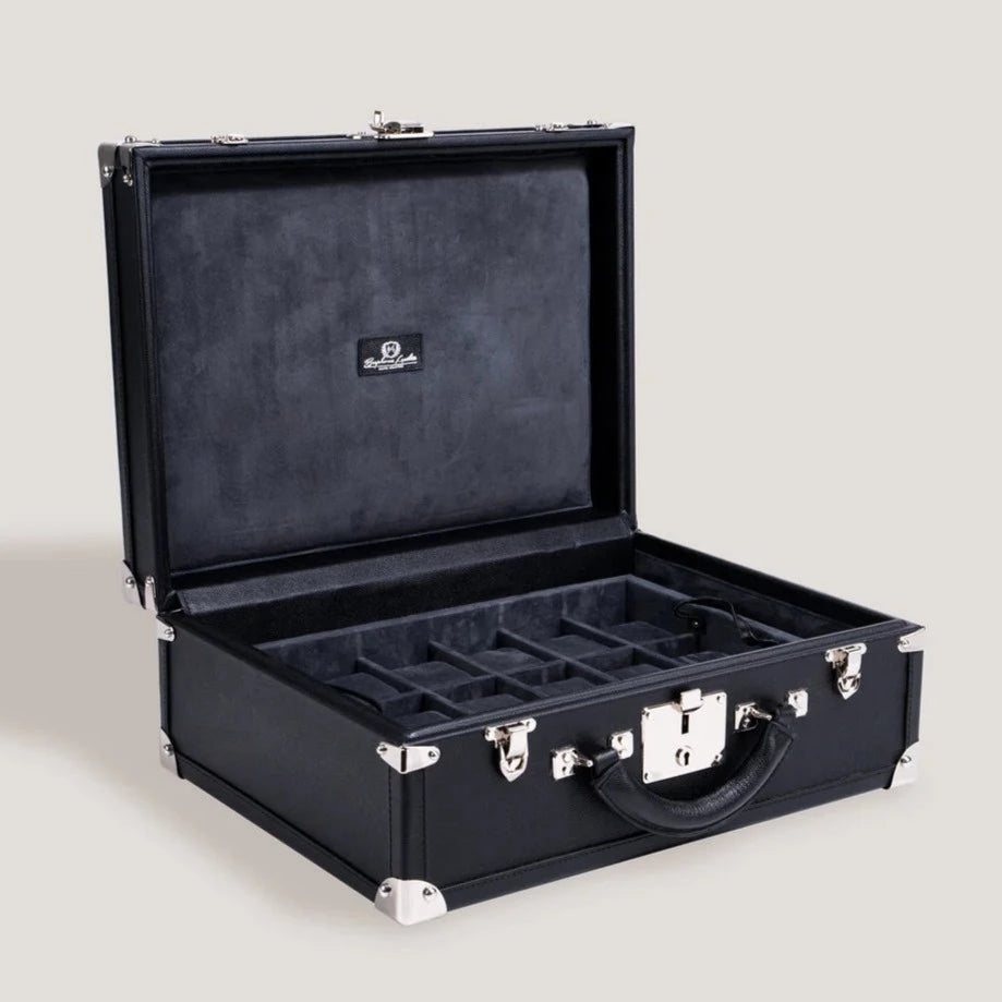 Pudełko na Zegarki - Trunk Safiano Black-1-Organizer-Zegarki-Studio