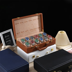 Pudełko na zegarki z brązowej skóry-2-Organizer-Zegarki-Studio