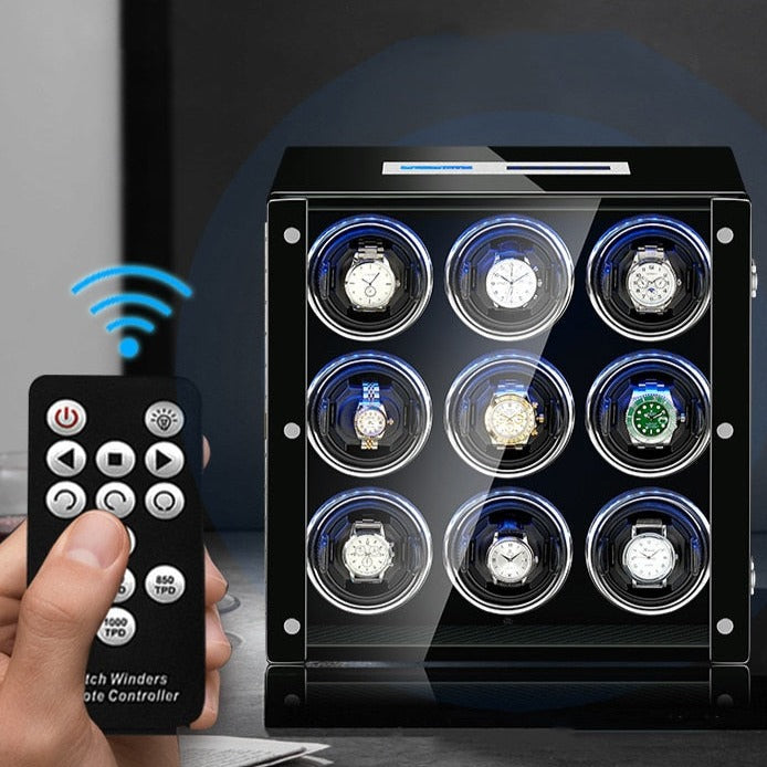 Rotomat do zegarków - Premium Brązowy 9 Miejsc-2-Organizer-Zegarki-Studio