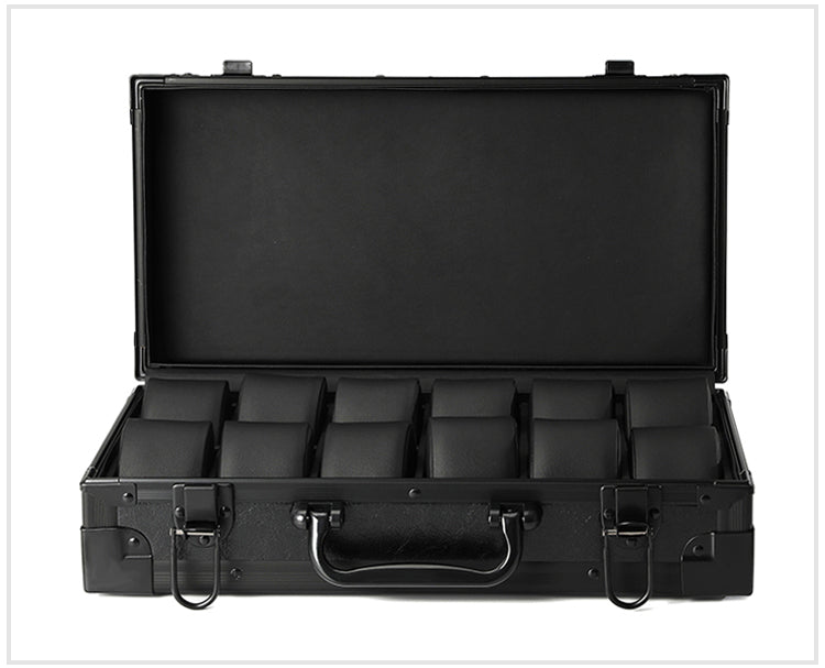 Walizka na zegarki koloru czarnego dla zegarmistrza-2-Organizer-Zegarki-Studio