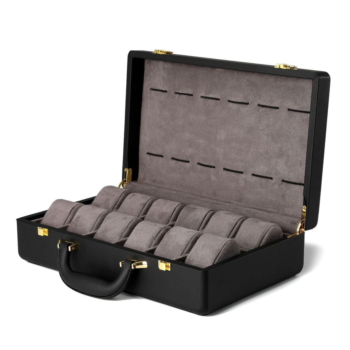 Walizka na zegarki z czarnej skóry-1-Organizer-Zegarki-Studio