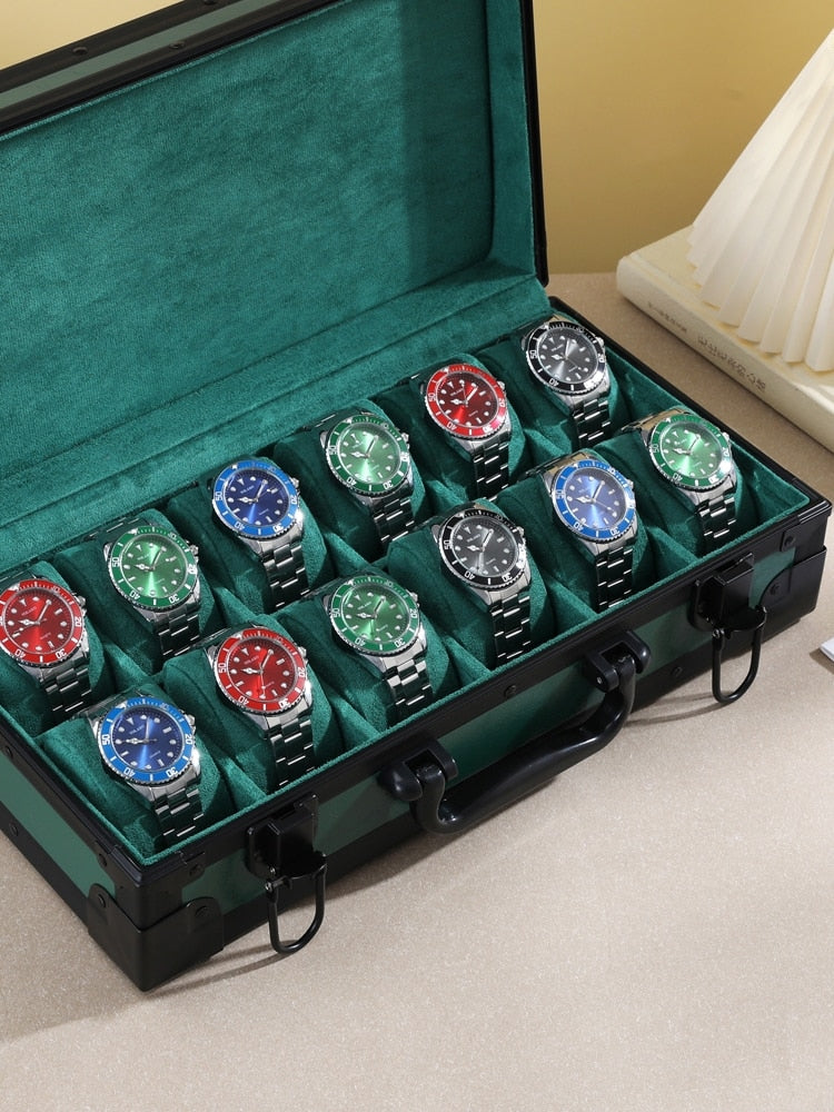 Walizka na zegarki Zielona Imperialna-3-Organizer-Zegarki-Studio